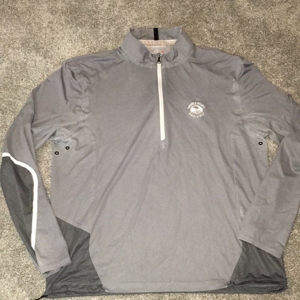 Worn out RLX Polo Ralph Lauren Pebble Beach 1919 Grey golf pullover wind shirt